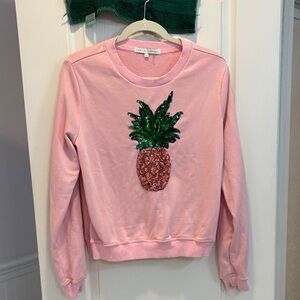 English Factory Pink Sweatshirt with Sequin Pineapple